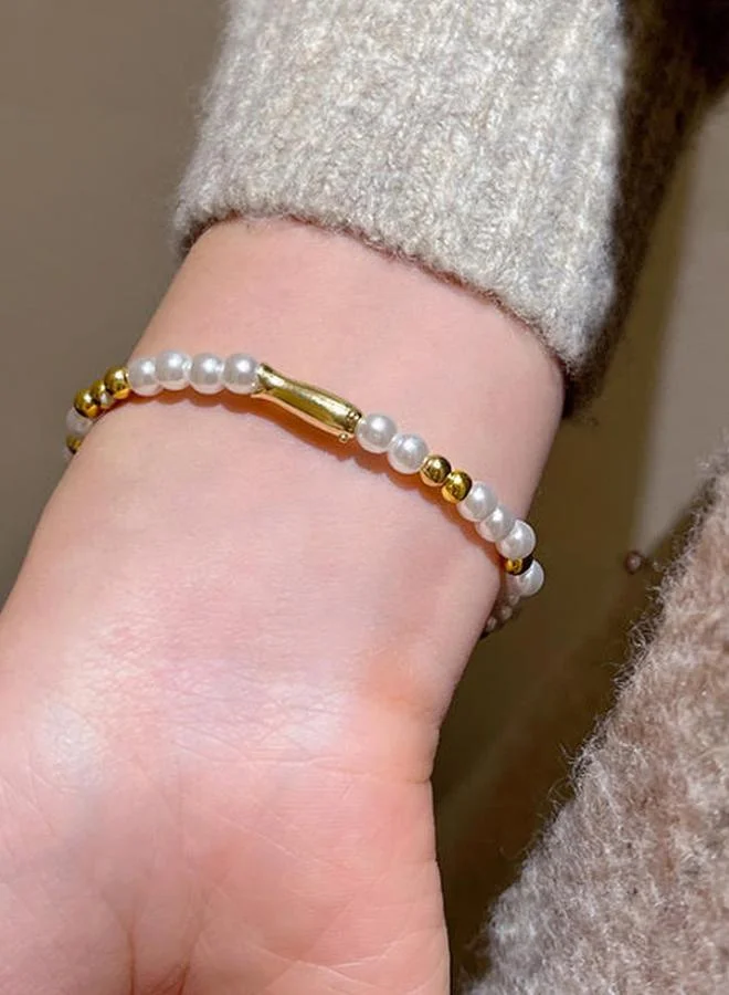 Take Two Pearl and Gold Beaded Bracelet
