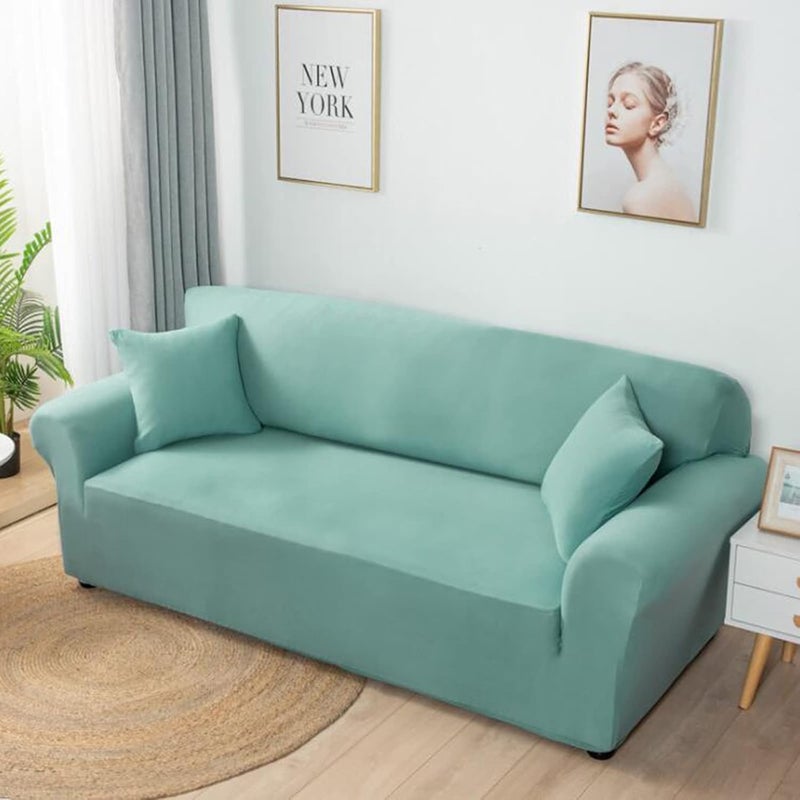 1PCS Stretch Sanding Sofa Pillowcase, Plush Soft and Elastic Sofa Pillowcase, Washable Furniture Protector with Elastic Bottom, for Kids, Pets, (Teal Green) - Image 2