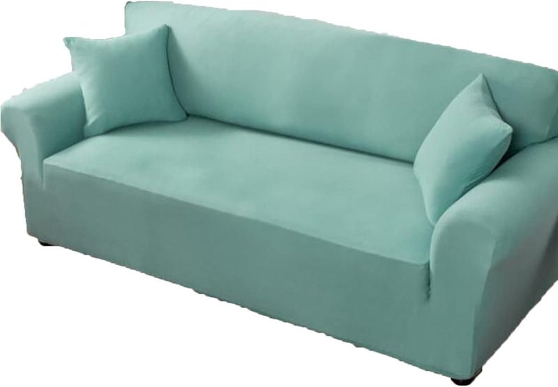 1PCS Stretch Sanding Sofa Pillowcase, Plush Soft and Elastic Sofa Pillowcase, Washable Furniture Protector with Elastic Bottom, for Kids, Pets, (Teal Green) - Image 1