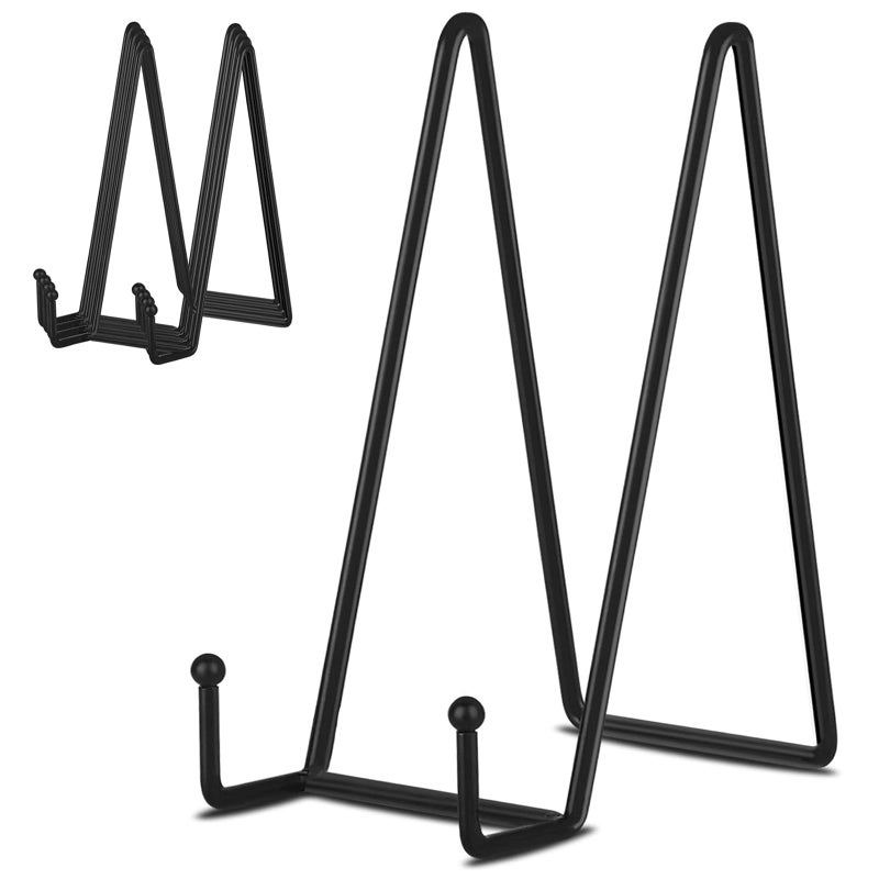IBosins 5 Pack 8 Inch Plate Holder Display Stands Large Metal Black Frame Stand for Picture Book Photo Easel Creation Collectibles