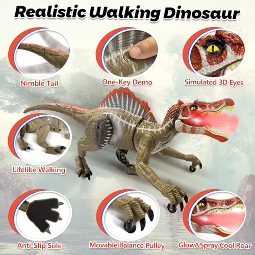 TALGIC Remote Control Dinosaur Robot Realistic Walking Roaring and Spraying Spinosaurus Toys Light up and Shaking Head and Tail Robot Dinosaur for Kids Ages 3 - Image 5