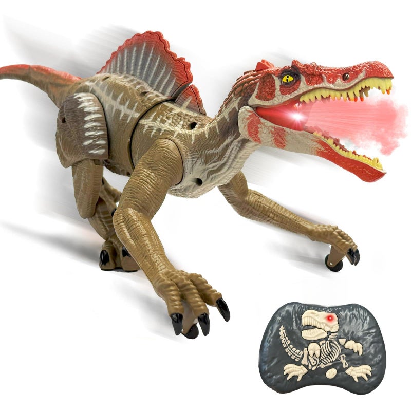 TALGIC Remote Control Dinosaur Robot Realistic Walking Roaring and Spraying Spinosaurus Toys Light up and Shaking Head and Tail Robot Dinosaur for Kids Ages 3 - Image 3