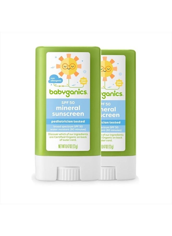 Babyganics SPF 50 Travel Size Baby Sunscreen Stick UVA UVB Protection | Water Resistant |Non Allergenic, 2 Pack  - Image 1
