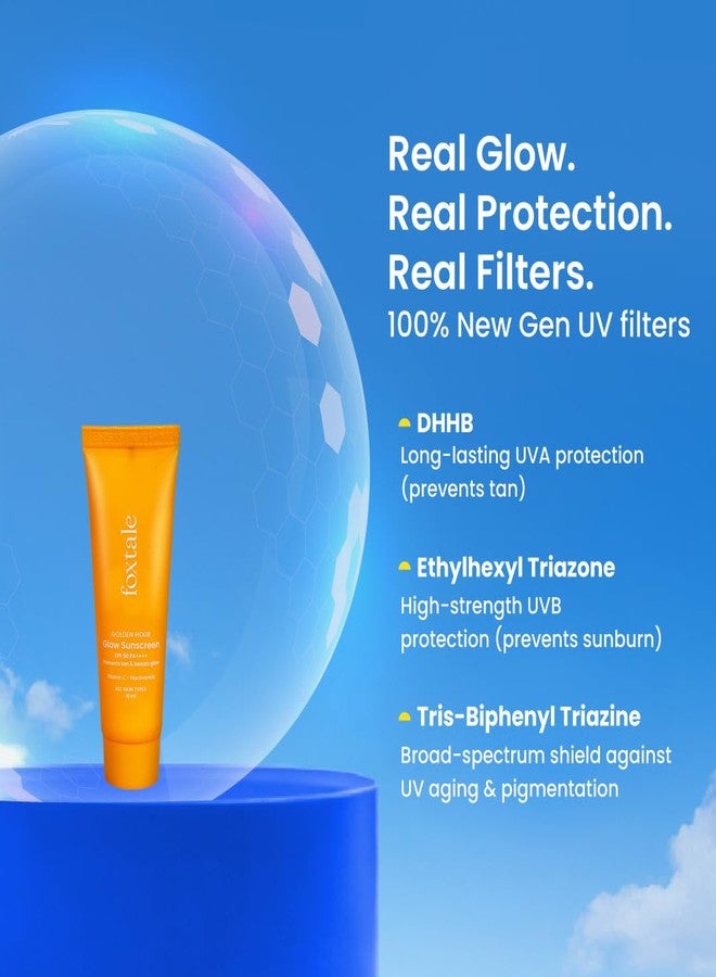 فوكستيل واقي الشمس فوكستيل جلو SPF 50 PA++++ مع فيتامين سي والنياسيناميد، مُختَبَر حيويًا، مناسب للبشرة الحساسة، مصنوع من فلاتر الجيل الجديد 100%، خفيف الوزن، غير دهني، لا يترك طبقة بيضاء | للرجال والنساء | جميع أنواع البشرة | 10 مل - Image 4
