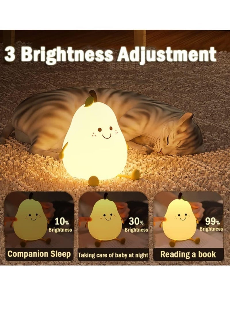 Pear-Shaped Silicone Night Light | Colorful LED USB Rechargeable Bedside Lamp | 15H Long-Lasting Nursery Gift - Image 4