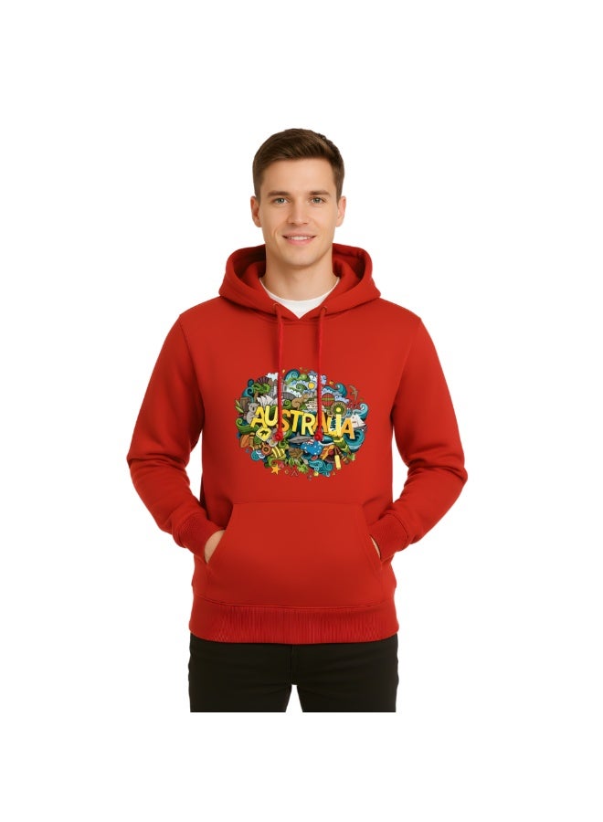 Australia Day Hoodie-Soft Cotton Pullover-Australia Themed Hoodie For Men And Women-Long Sleeve With Pockets-Perfect For Travel - Image 1