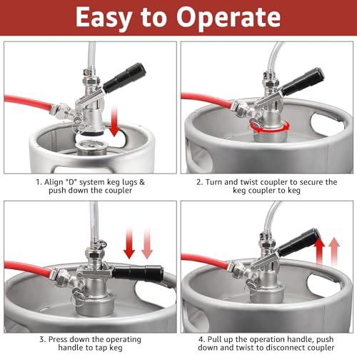 MRbrew Keg Coupler, Sankey D System Keg Tap 304 Stainless Steel Probe, Beer Coupler Kegerator Parts D Coupler Beer Tap Dispenser for I.D 5/16'' Beer Line Gas Tubing with Hose Clamp - Image 4