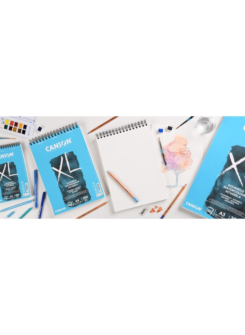 CANSON XL Watercolour 300gsm A3 Paper Cold Pressed Spiral Pad Short Side 30 White Sheets Ideal for Professional Artists - Image 5
