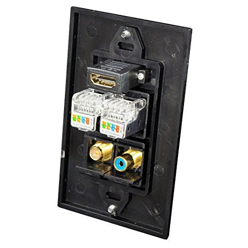 Pyle Home PHDM2RB2 Combination Audio Video Wall Plate for HDMI, Mono RCA Audio, Coaxial and Dual Ethernet (Black) - Image 3