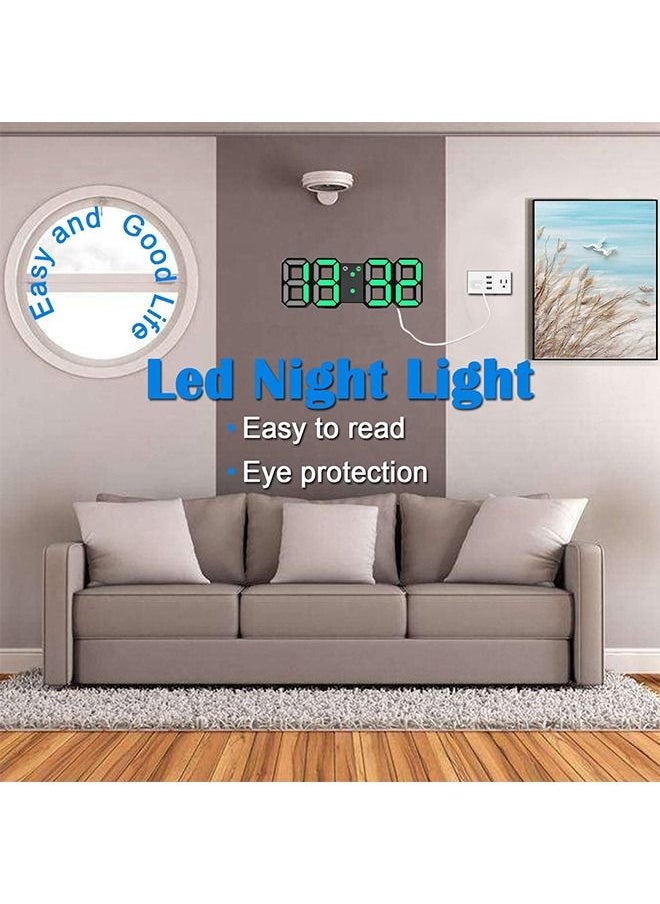 PADOM - Padom 3D LED Digital Clock Glowing Night Mode Brightness Adjustable Electronic Table Clock 24 Or 12 Hour Display Alarm Clock Wall Hanging - Image 1