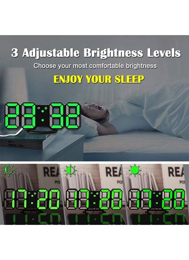 PADOM - Padom 3D LED Digital Clock Glowing Night Mode Brightness Adjustable Electronic Table Clock 24 Or 12 Hour Display Alarm Clock Wall Hanging - Image 1