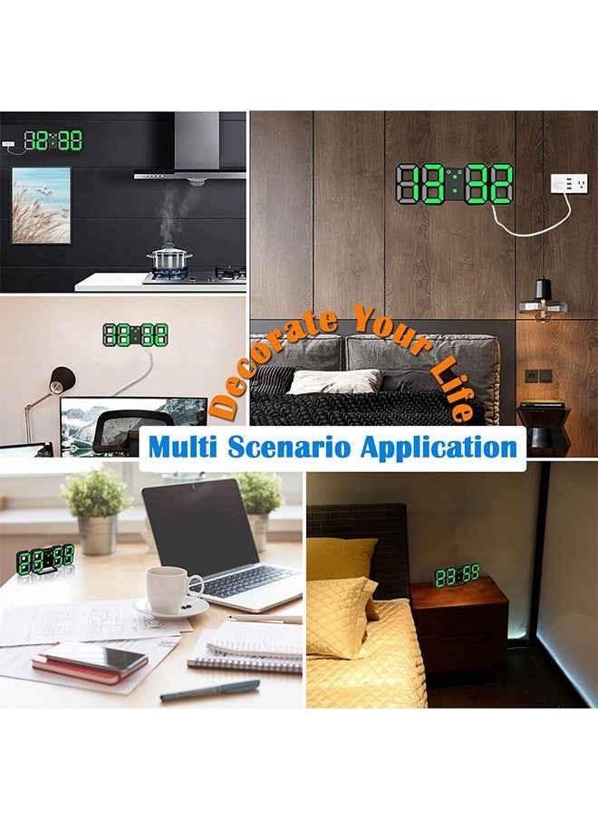 PADOM - Padom 3D LED Digital Clock Glowing Night Mode Brightness Adjustable Electronic Table Clock 24 Or 12 Hour Display Alarm Clock Wall Hanging - Image 1