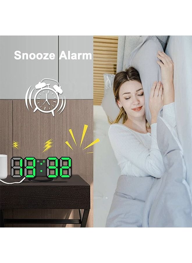 PADOM - Padom 3D LED Digital Clock Glowing Night Mode Brightness Adjustable Electronic Table Clock 24 Or 12 Hour Display Alarm Clock Wall Hanging - Image 1