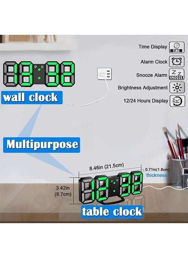 PADOM - Padom 3D LED Digital Clock Glowing Night Mode Brightness Adjustable Electronic Table Clock 24 Or 12 Hour Display Alarm Clock Wall Hanging - Image 1