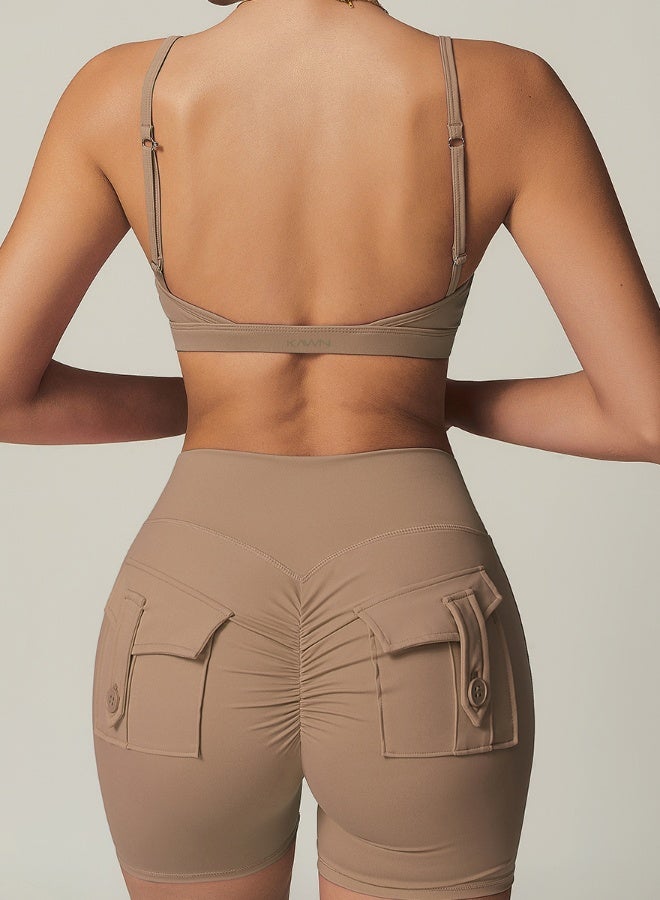 كون.يوغا حمالة صدر رياضية نسائية بياقة على شكل حرف - Image 3