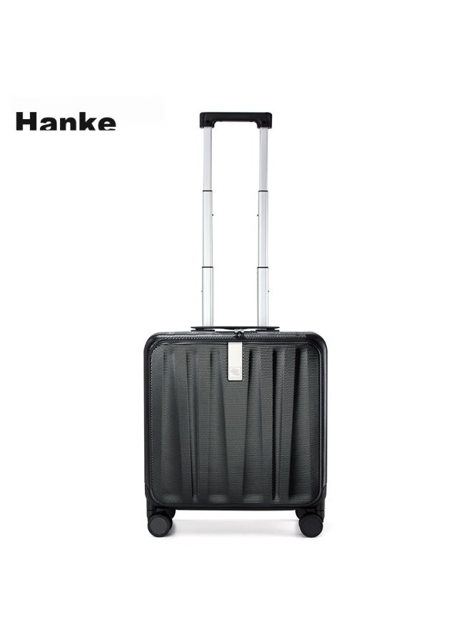 Hanke Luggage Suitcase For Men And Women, Carry-on Travel Case, 18-inch, Ink Jade Black, Password Lock, Storefront Front Side Opening, Aluminum Frame - Image 2