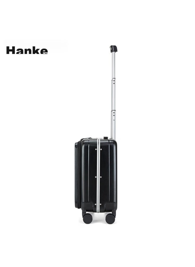Hanke Luggage Suitcase For Men And Women, Carry-on Travel Case, 18-inch, Ink Jade Black, Password Lock, Storefront Front Side Opening, Aluminum Frame - Image 3