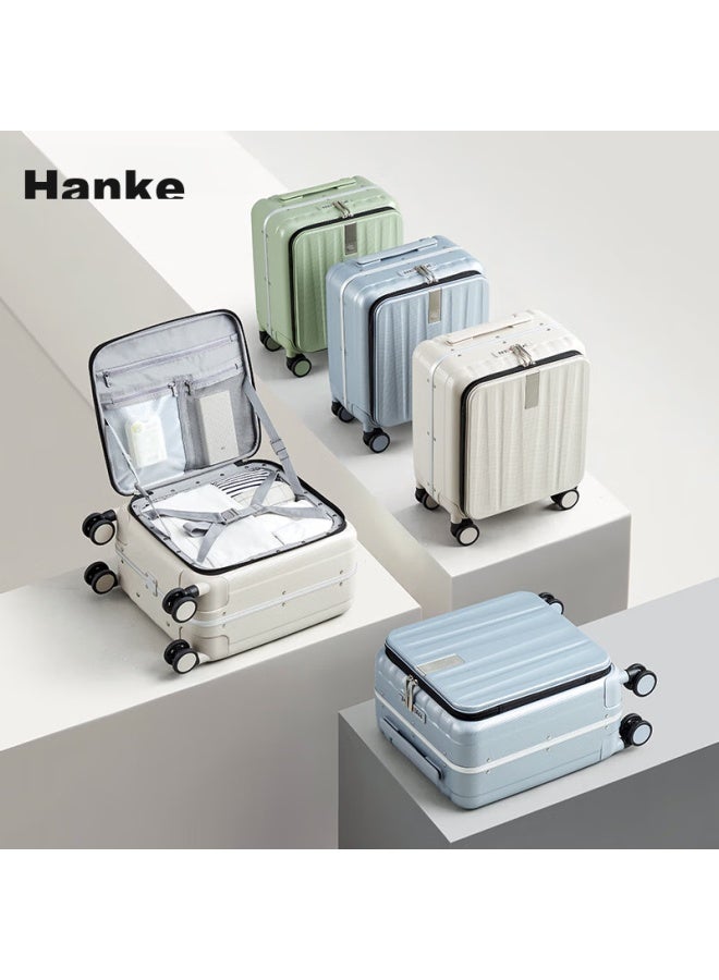 Hanke Luggage Suitcase For Men And Women, Carry-on Travel Case, 18-inch, Ink Jade Black, Password Lock, Storefront Front Side Opening, Aluminum Frame - Image 5