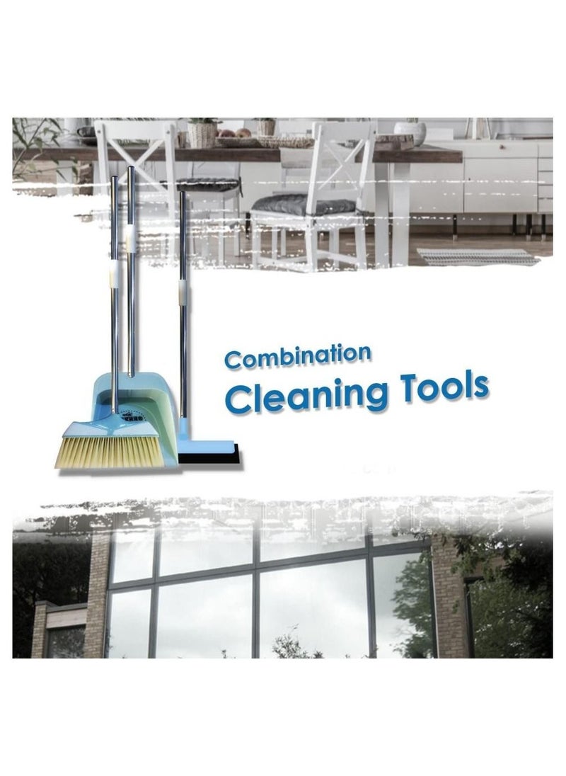 Alissa - Long Handle Dust Pan with Broom Wiper Combination Cleaning Tools for Household 3 in 1 Long Handle Dustpan Brush Wiper Set - Image 1