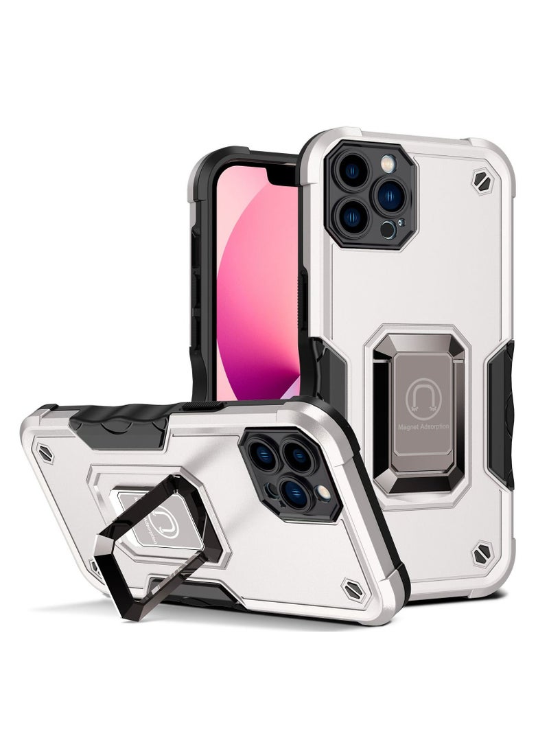 GULFLINK Hard Plastic Back Cover Phone Protect Case With Magnetic Ring for Apple iPhone 14 Pro Max White - Image 1