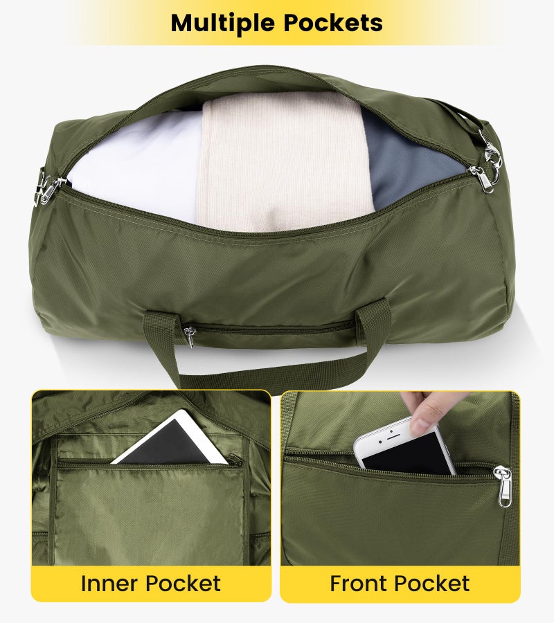 Vorspack Small Duffel Bag 20 Inches Foldable Gym Bag for Men Women Duffle Bag Lightweight with Inner Pocket for Travel Sports - Green - Image 3