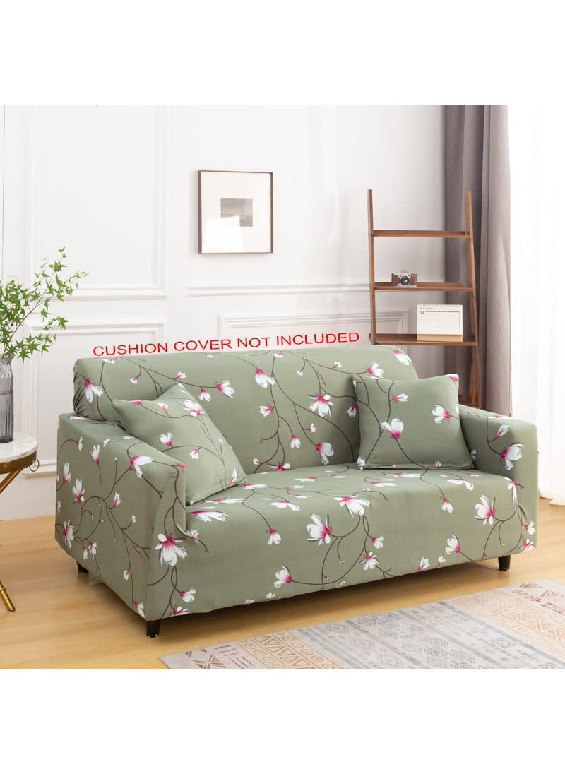 Styleys Styleys Universal Double Seater Sofa Cover Big Elasticity Cover for Couch Flexible Stretch Sofa Slipcover (2 Seater, 140-180 cms, Green White Red Lily, SLMH-57)  - Image 2