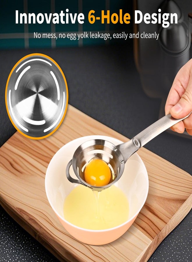BooMetCheer Stainless Steel Egg Yolk White Separator for Raw Eggs,6-Hole Design, Quick Egg Yolk & White Separation, Kitchen Tool for Cooking & Baking - Image 2
