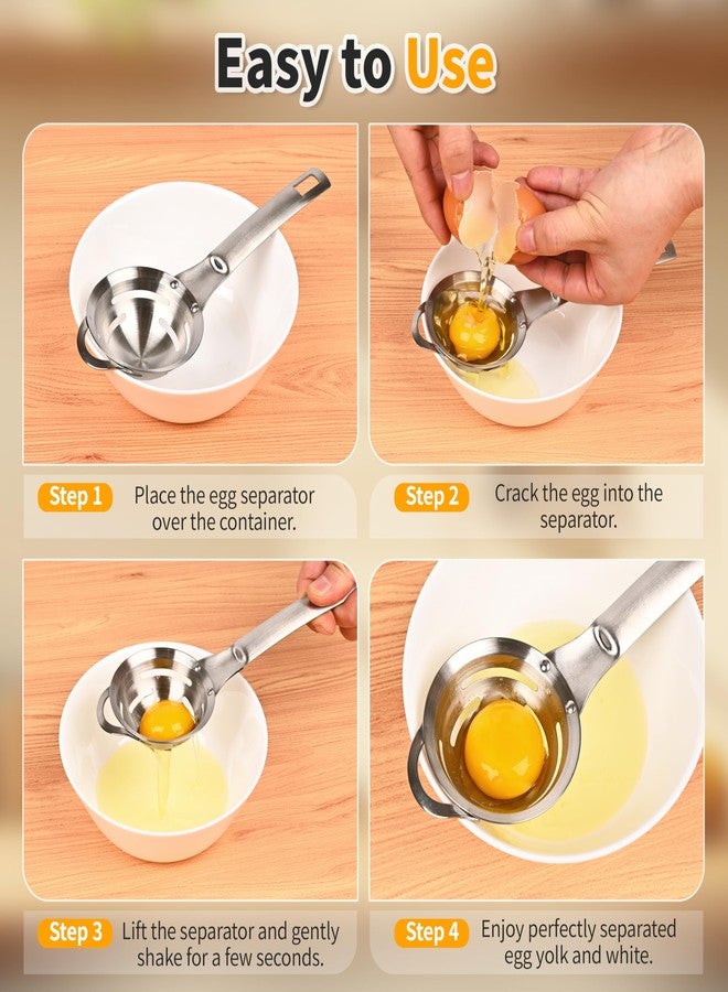 BooMetCheer Stainless Steel Egg Yolk White Separator for Raw Eggs,6-Hole Design, Quick Egg Yolk & White Separation, Kitchen Tool for Cooking & Baking - Image 5