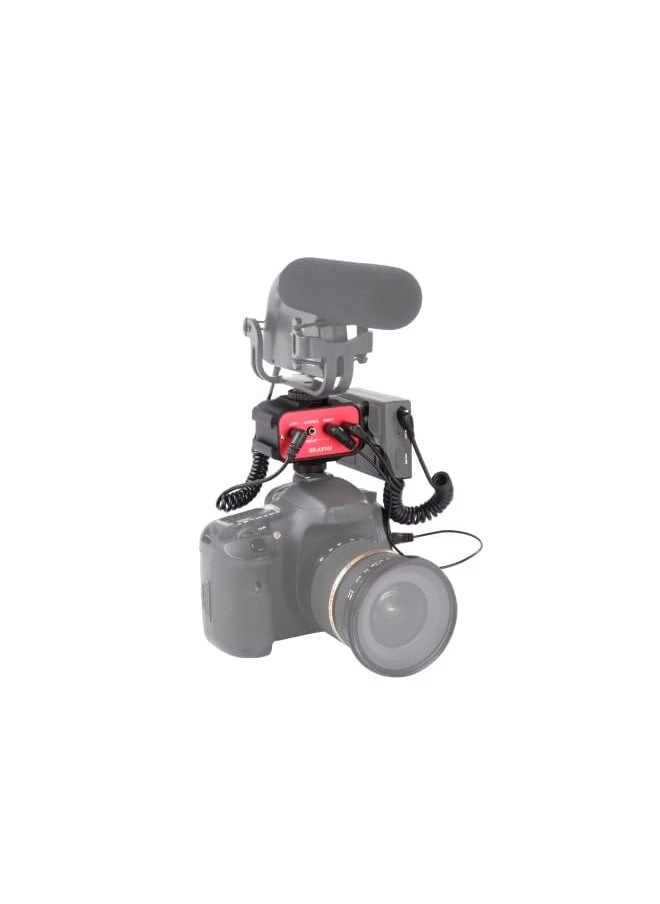 Saramonic SR-AX100 Universal Dual Channels Microphone Amplifier Audio Mixer Adapter Interview 3.5mm Jack & Cold Shoe Mount for Canon EOS T6i Nikon D3300 DSLR Camera Camcorder  - Image 5