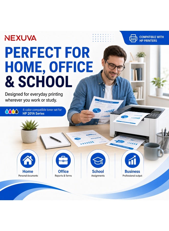 NEXUVA 045 Compatible Toner Cartridge Set for Canon Color imageCLASS LBP612Cdw, MF632Cdw and MF634Cdw – CRG-045 Black, Cyan, Magenta and Yellow – 4-Pack - Image 3