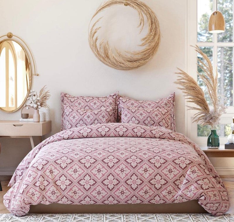 Subtlespreads Premium Cotton Feel Summer Cool Elastic Fitted Bedsheets King Size with 2 Pillow Covers || Bedsheets for Double Bed with Elastic Fitting (King Fitted, Pink Bubbles) - Image 1