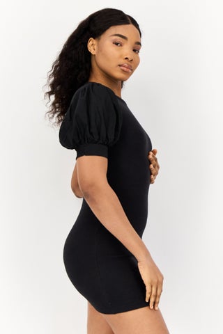 black mini dress free people FREE PEOPLE Hot Shot Mini Dress