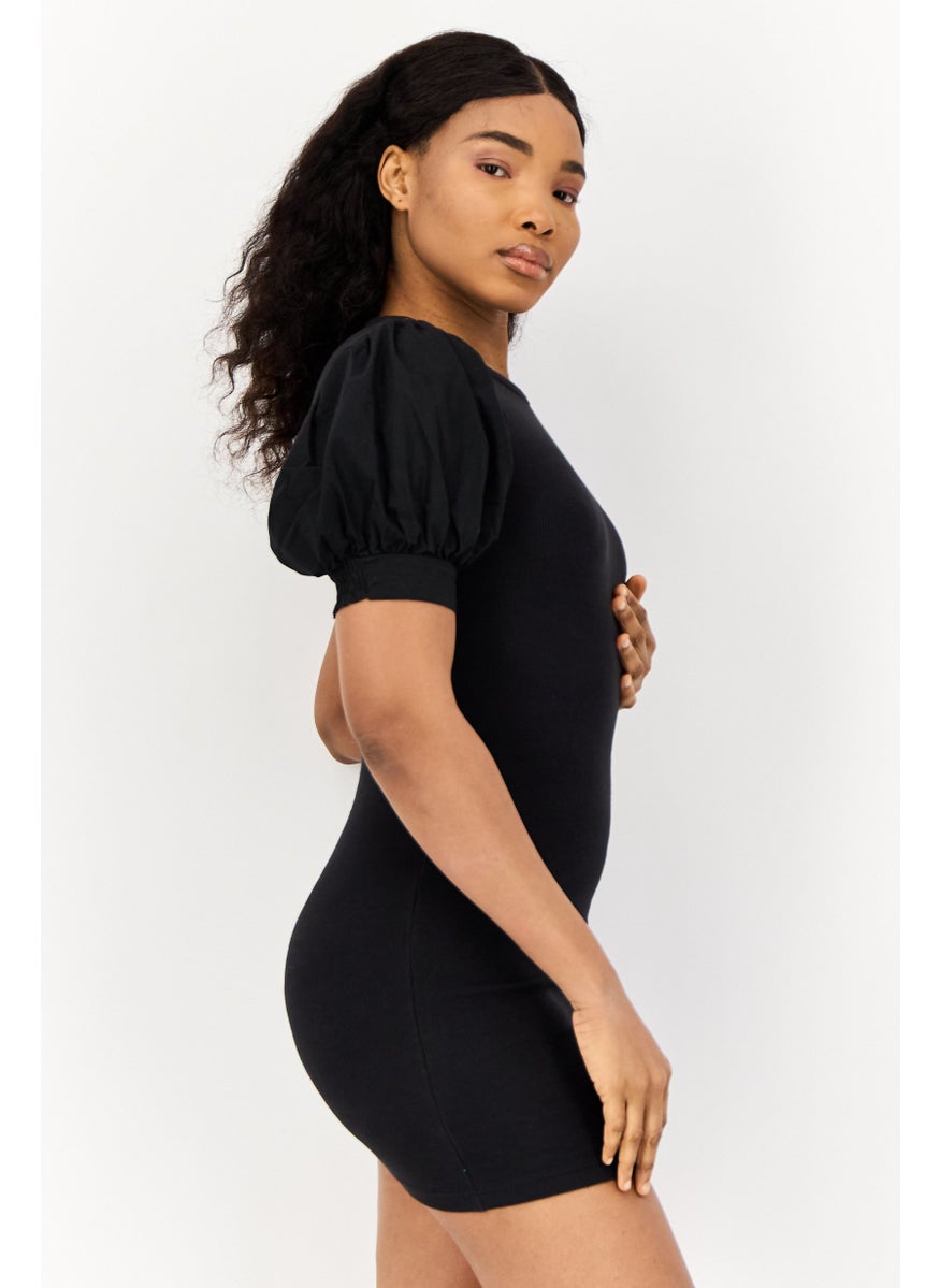 ONLY Women Ribbed Bodycon Dress, Black  - Image 3