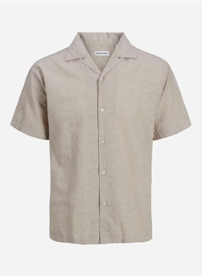 JACK & JONES Jack & Jones Solid Resort Collar Short Sleeve Shirt