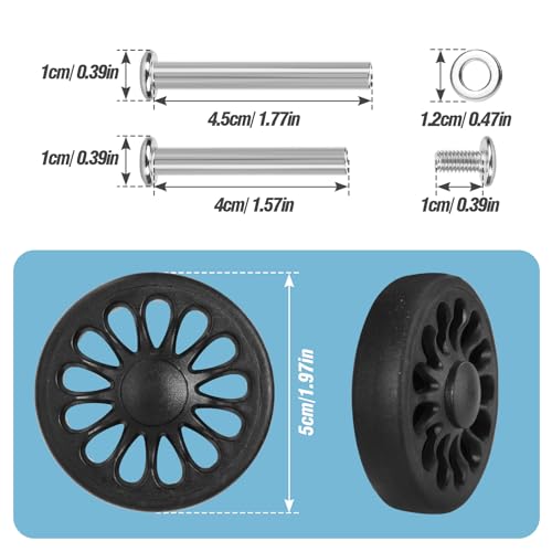 Volein 8 Pcs Replacement Luggage Rubber Wheels 2 inch, 50mm Suitcase Spinner Wheel Repair Repair Set, Wear-Resistant Trolley Casters (VA6, 50 mm) - Image 2
