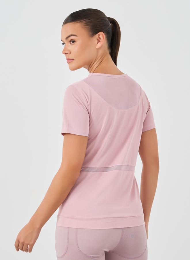 ستايلي بلوزة قصيرة بأكمام قصيرة وخصر مزخرف بشبكة خلفية - Image 5