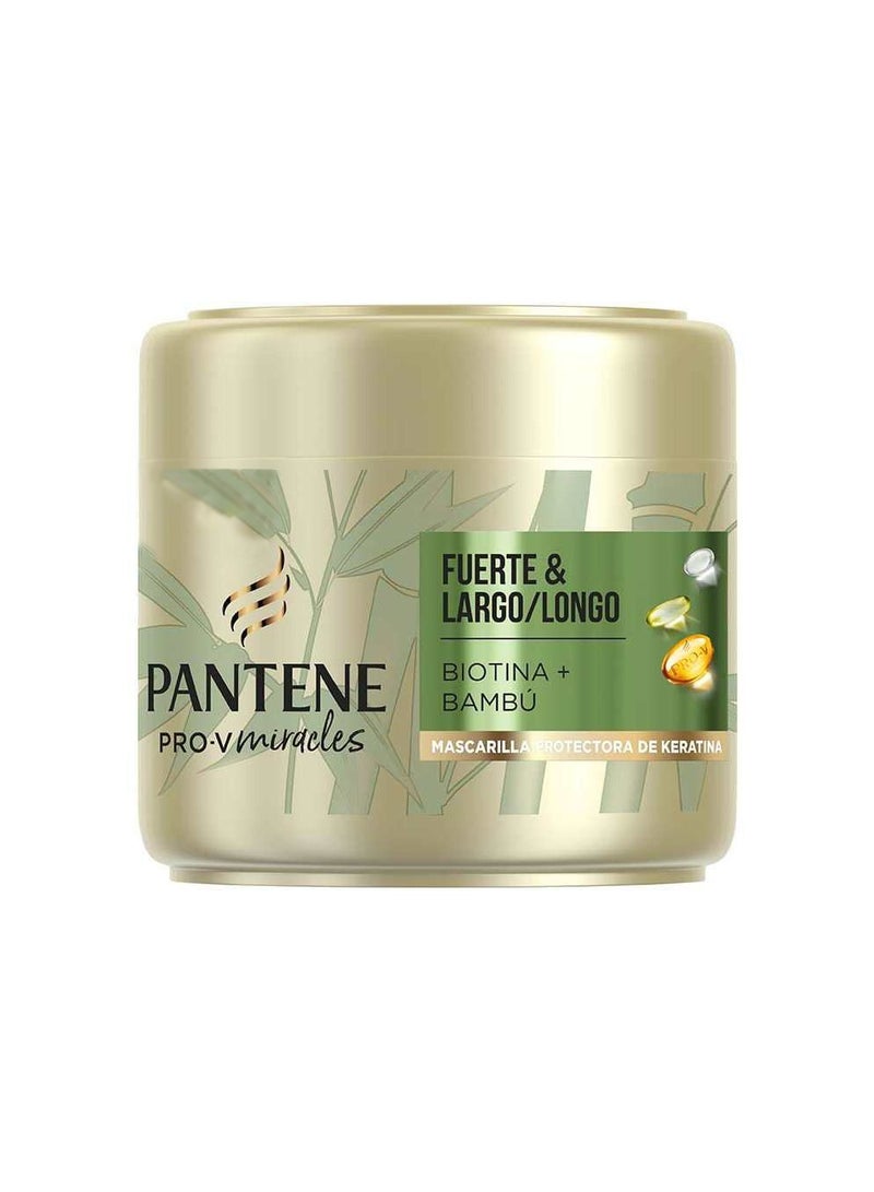 Pantene Pro-V Miracles Strong & Long Keratin Hair Mask with Bamboo & Biotin helps reduce hair loss. Deep Conditioning Hair treatment for damaged hair, 300ml - Image 1