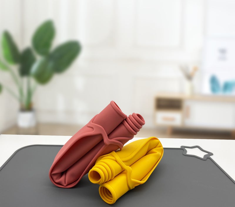 ins style solid color multi-functional placemat portable waterproof and oil-proof lunch mat children learn to eat insulated coasters Gray green - Image 4