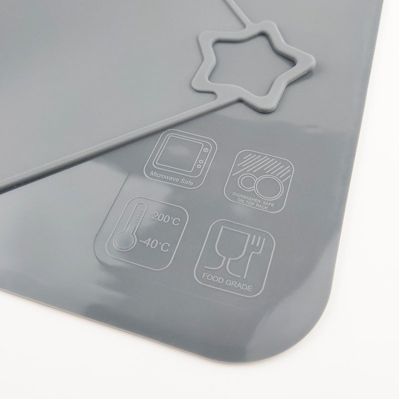 ins style solid color multi-functional placemat portable waterproof and oil-proof lunch mat children learn to eat insulated coasters Gray green - Image 5