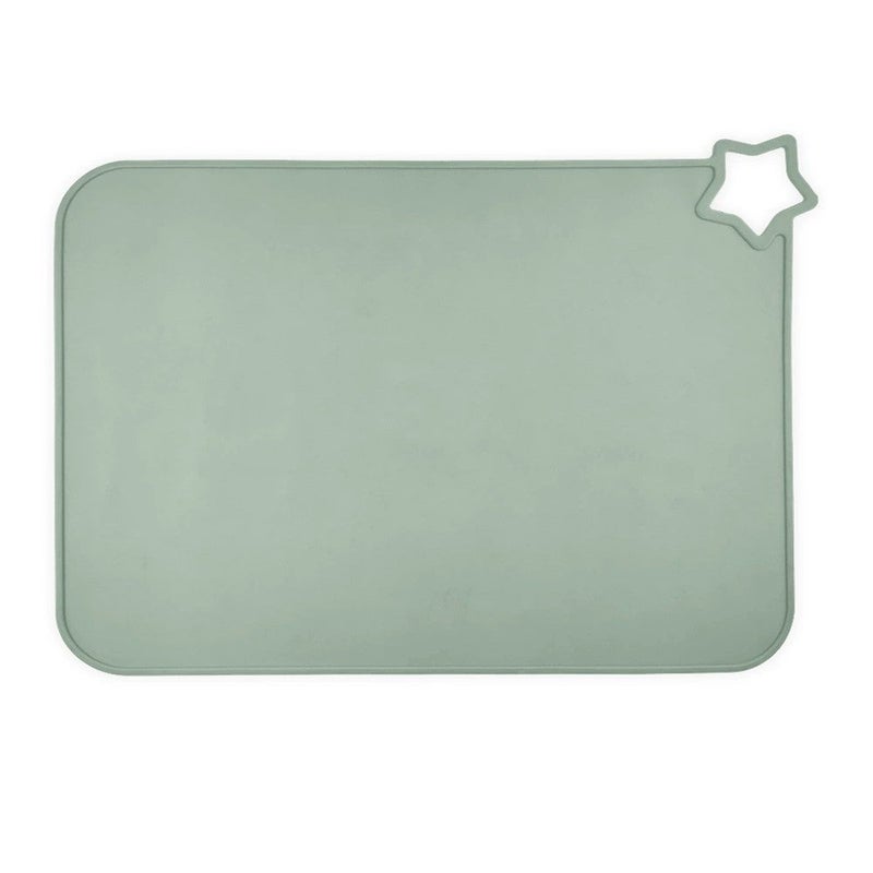 ins style solid color multi-functional placemat portable waterproof and oil-proof lunch mat children learn to eat insulated coasters Gray green - Image 1
