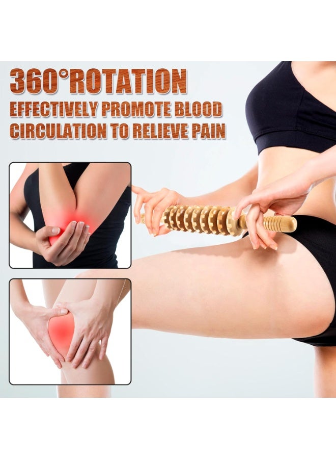Wood Therapy Roller Massage Tools, Lymphatic Drainage Massager, Wooden Massage & Muscle Roller Stick, Handheld Cellulite Trigger Point Manual Muscle Release Roller Massager - Image 4