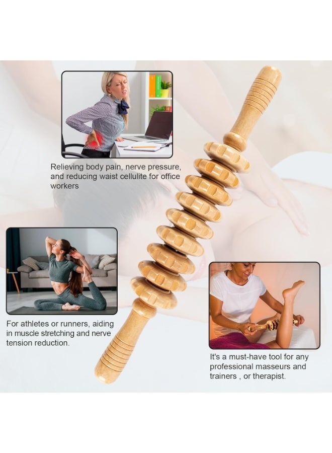 Wood Therapy Roller Massage Tools, Lymphatic Drainage Massager, Wooden Massage & Muscle Roller Stick, Handheld Cellulite Trigger Point Manual Muscle Release Roller Massager - Image 3