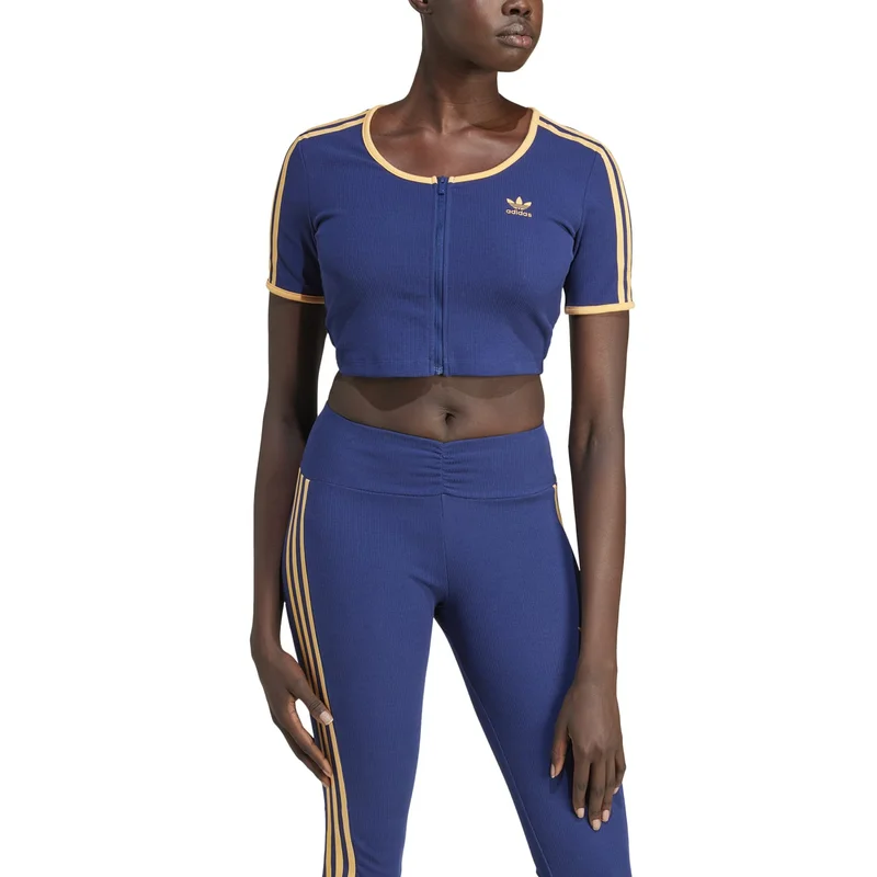 adidas Originals RIB SS FZ TOP Blue Originals Women TOPS