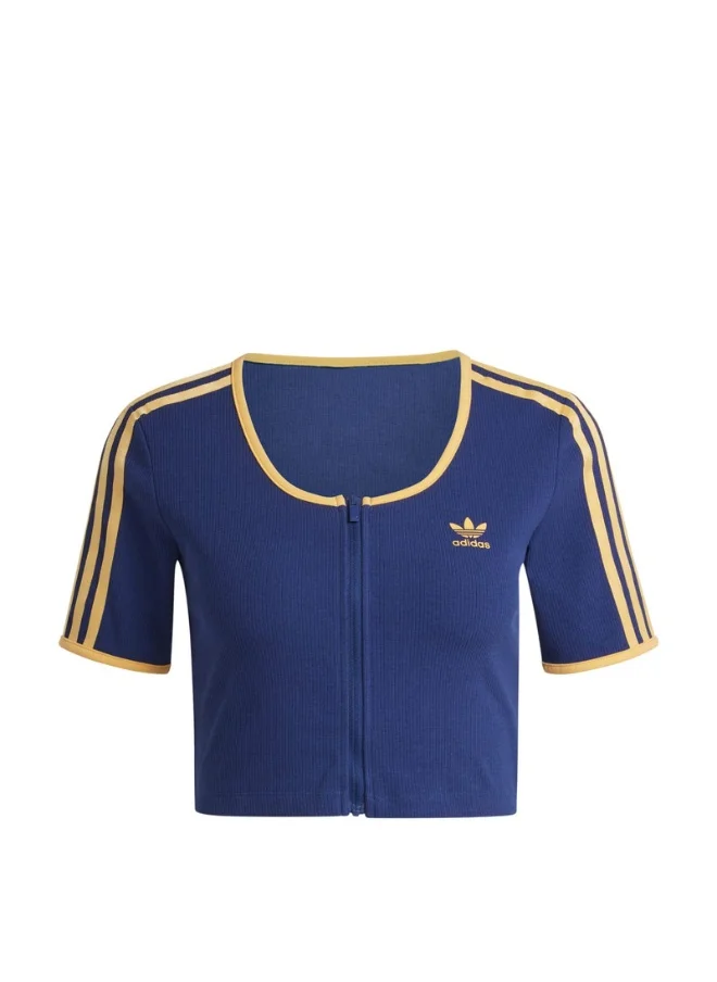 اديداس اوريجينالز adidas RIB SS FZ TOP Blue Originals Women TOPS