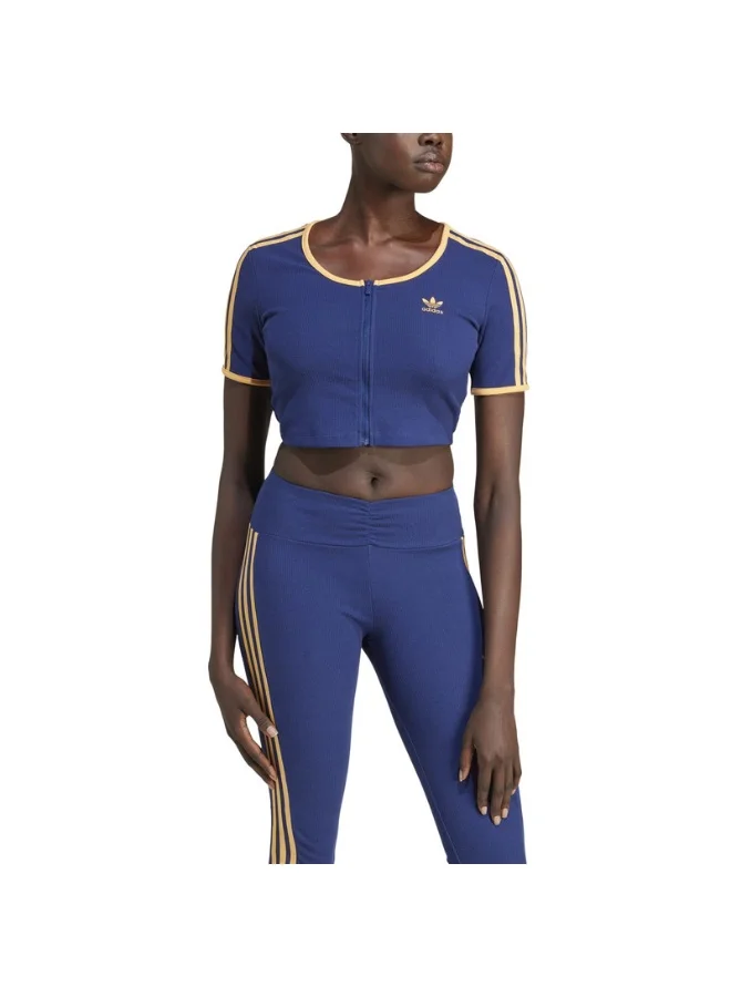 adidas Originals RIB SS FZ TOP Blue Originals Women TOPS