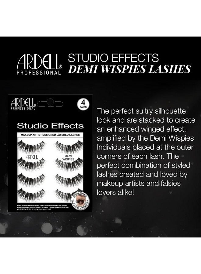ARDELL Studio Effects Demi Wispies For Women (4 Pk), Long & Black Fibers False Eyelash, Bold & Full Volume, Flared & Winged Styled - Image 2