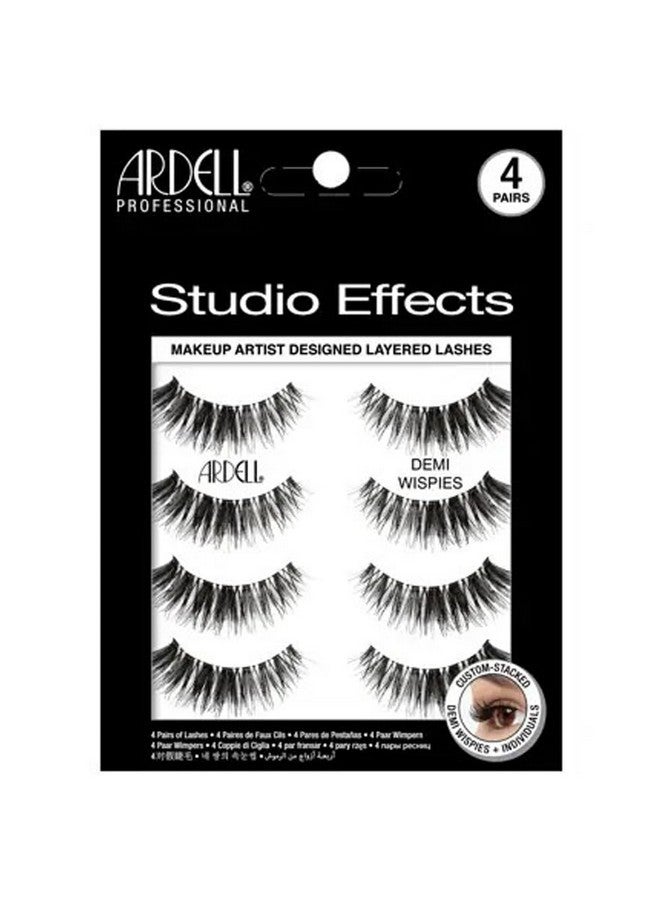 ARDELL Studio Effects Demi Wispies For Women (4 Pk), Long & Black Fibers False Eyelash, Bold & Full Volume, Flared & Winged Styled - Image 1
