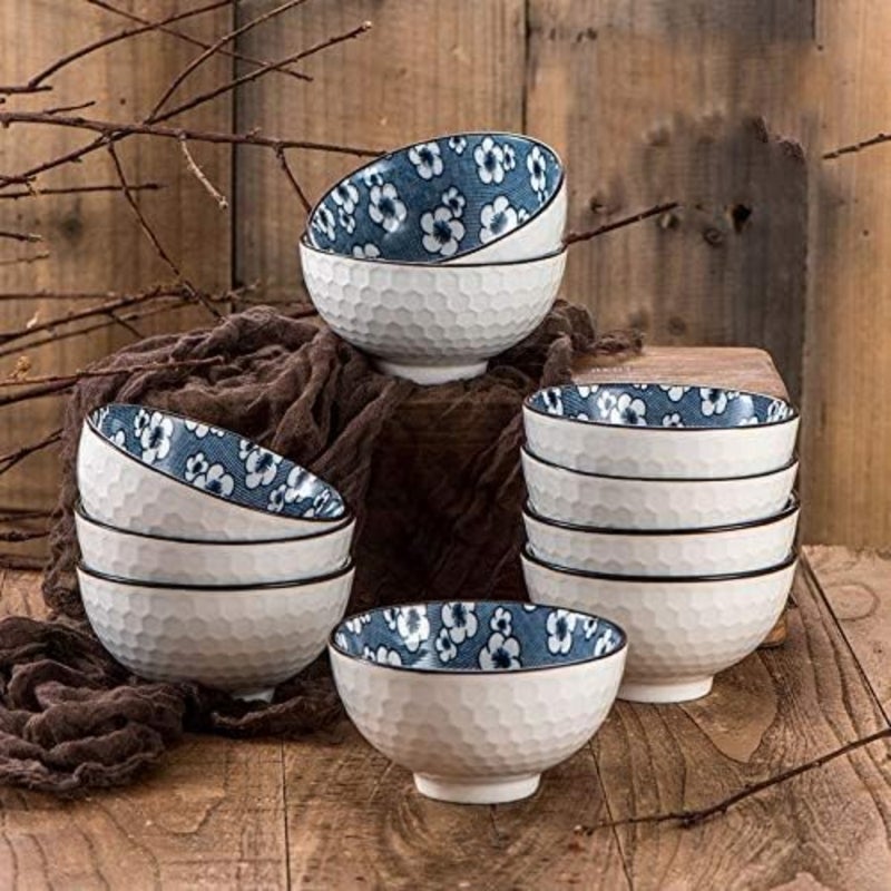 4.5 inch Natural Healthy Japanese Ceramic Bowl soup meal Gift Set Blue and White Porcelain tableware - Image 5