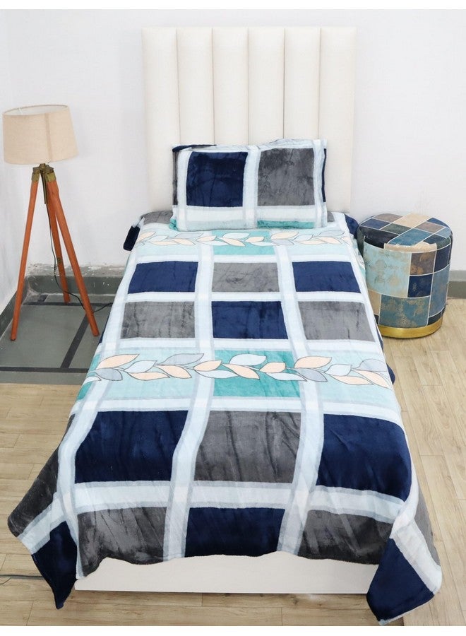 RD TREND أوراق سرير دافئة من RD TREND 190 GSM فانيلا 210 TC لفصل الشتاء بحجم مفرد (60X90 بوصة) مع غطاء وسادة واحد بحجم (18X28 بوصة) صندوق أزرق - Image 3