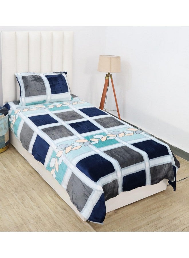 RD TREND أوراق سرير دافئة من RD TREND 190 GSM فانيلا 210 TC لفصل الشتاء بحجم مفرد (60X90 بوصة) مع غطاء وسادة واحد بحجم (18X28 بوصة) صندوق أزرق - Image 1